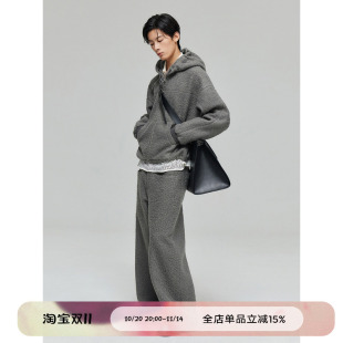 Simple 外套 Project摇粒绒肌理感可调节连帽拉链卫衣开衫