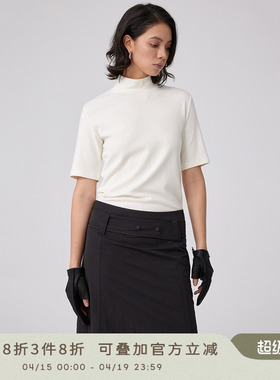 Simple Project*Elbow Sleeve T-Shirt女款竹节针织修身小高领T恤