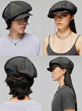 Simple Project百搭黑色棉感风车型活页结构设计报童帽贝雷帽