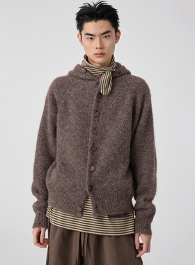 Simple Project*Hooded Sweater 羊毛混纺连帽纽扣毛衣