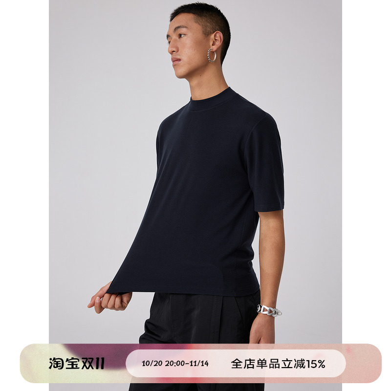 美丽奴羊毛修身小高领T恤
