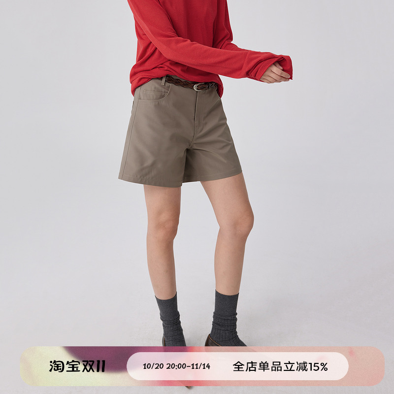 巴黎扣连腰短裤女款休闲裤