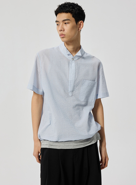 Simple Project*Half-placket Shirt 半开襟条纹短袖衬衫