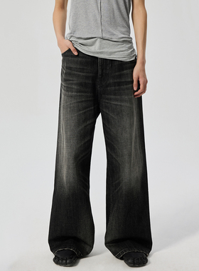 Simple Project*Black Baggy Jeans 竹节纹理水洗黑色牛仔裤