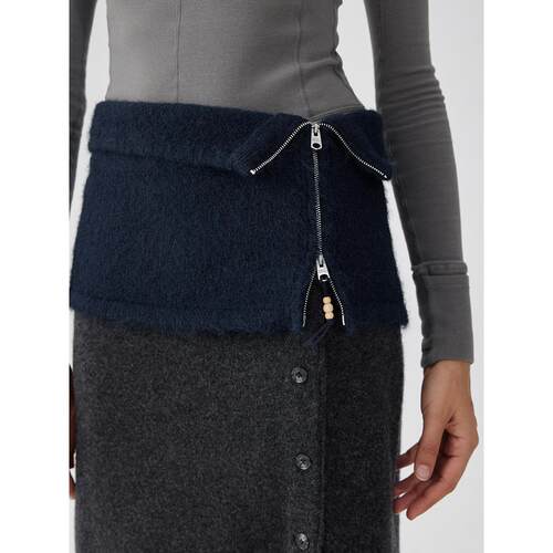 裙片马海毛拉链针织腰封绵羊毛