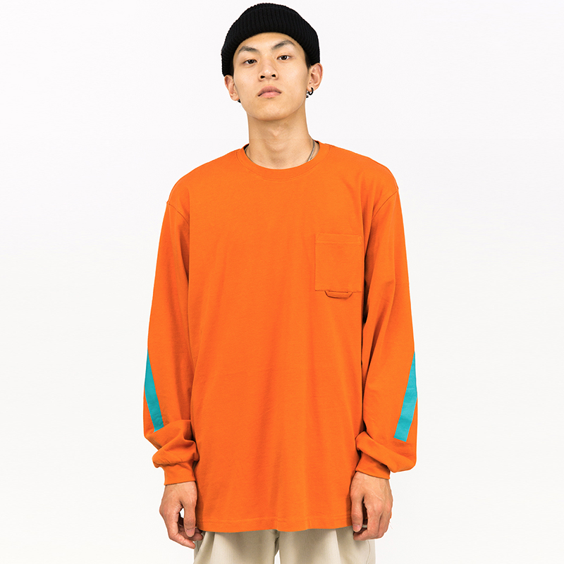 SimpleProject 宽松印花长袖T恤 圆领嘻哈潮牌国潮男女情侣TEE