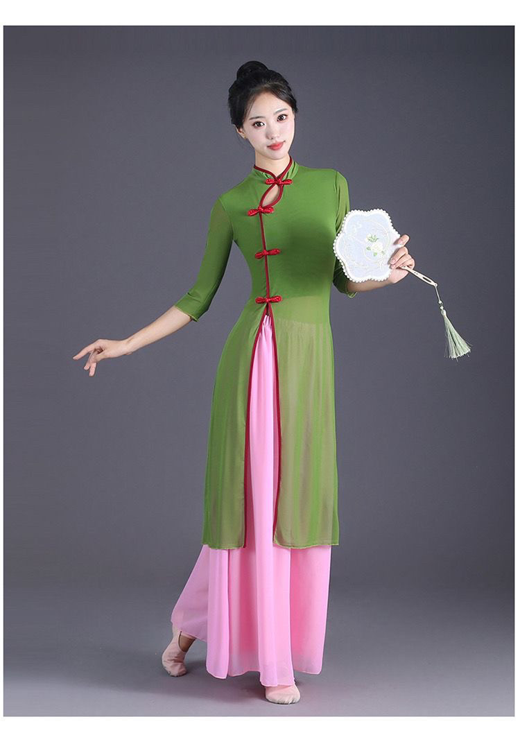 防透纱衣女身韵练功服长款上衣学古典舞服