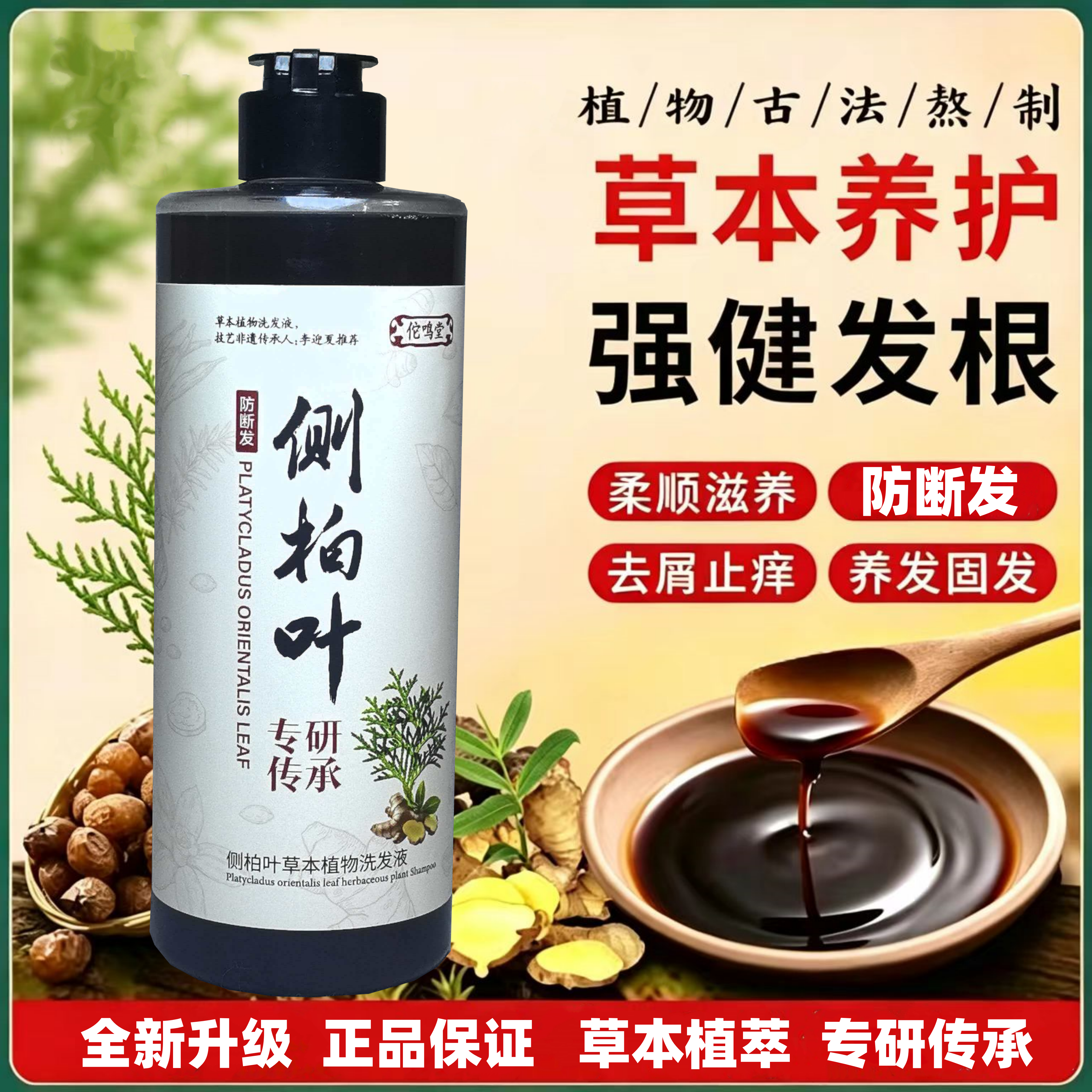 纯植物手工熬制天然中草药侧柏叶洗发水