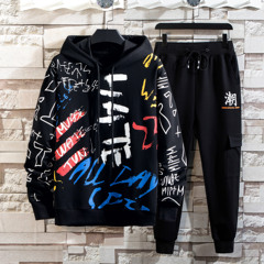 High quality spring wear men's trend printing Pullover youth long sleeve sports casual sweater suit