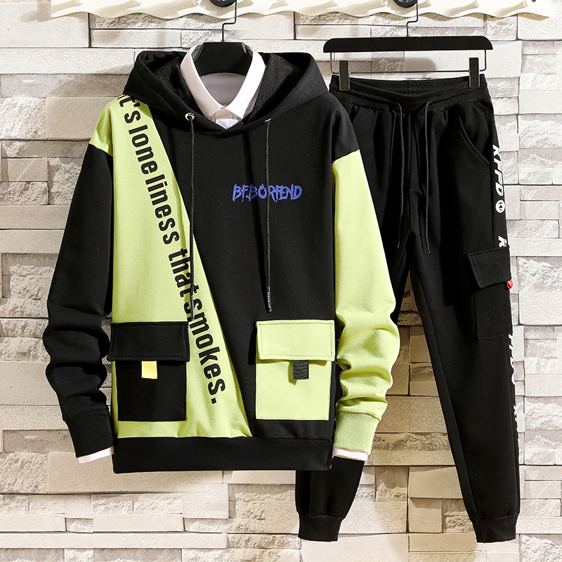 Spring new men's long sleeve sweater suit leisure sports two piece set