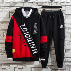 Spring and autumn men's new fashion brand leisure trend two piece sports sweater suit