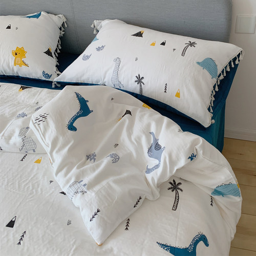 轻柔透气裸睡四件套全棉双层纱