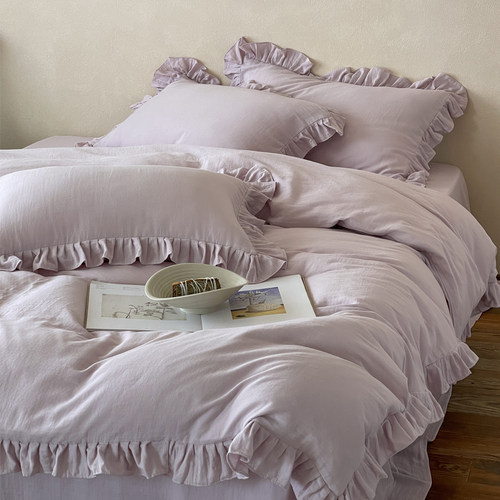 软绵会呼吸的纯棉双层纱四件套~