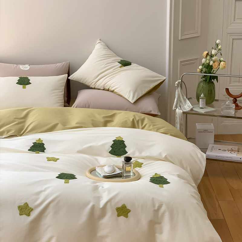 100支加厚磨毛裸睡四件套保暖