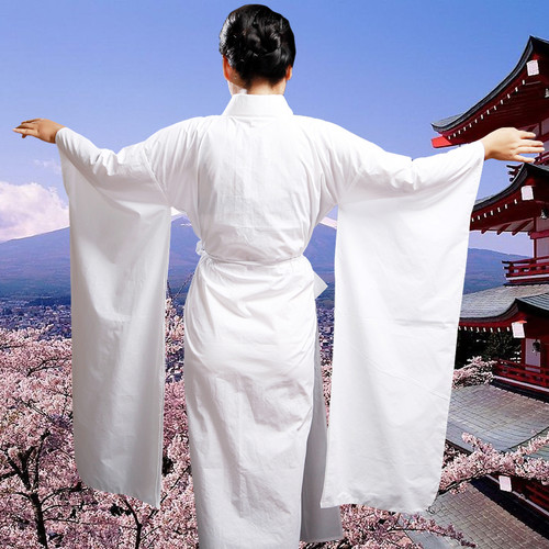 白色纯棉内衬打底衫和服浴衣