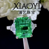 实验室培育3ct祖母绿木佐三生石简约大气 权威国检证书 925银镀