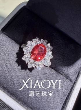 培育帕帕拉恰莲花橙粉色戒指2.5c t 925银镀金