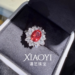 培育帕帕拉恰莲花橙粉色戒指2.5c t 925银镀金