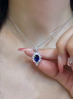 2克拉培育鸽血红宝菱形显瘦项链通日常百搭锁骨链高级925银