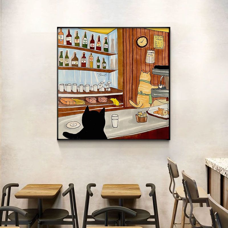卡通猫咪装饰画ins风咖啡厅烘焙店甜品店挂画家庭煮猫客厅画图片