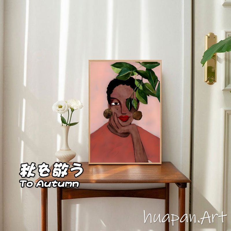 北欧风人物图案装饰画客厅背景壁画酒店样板间玄关竖版挂画摆画