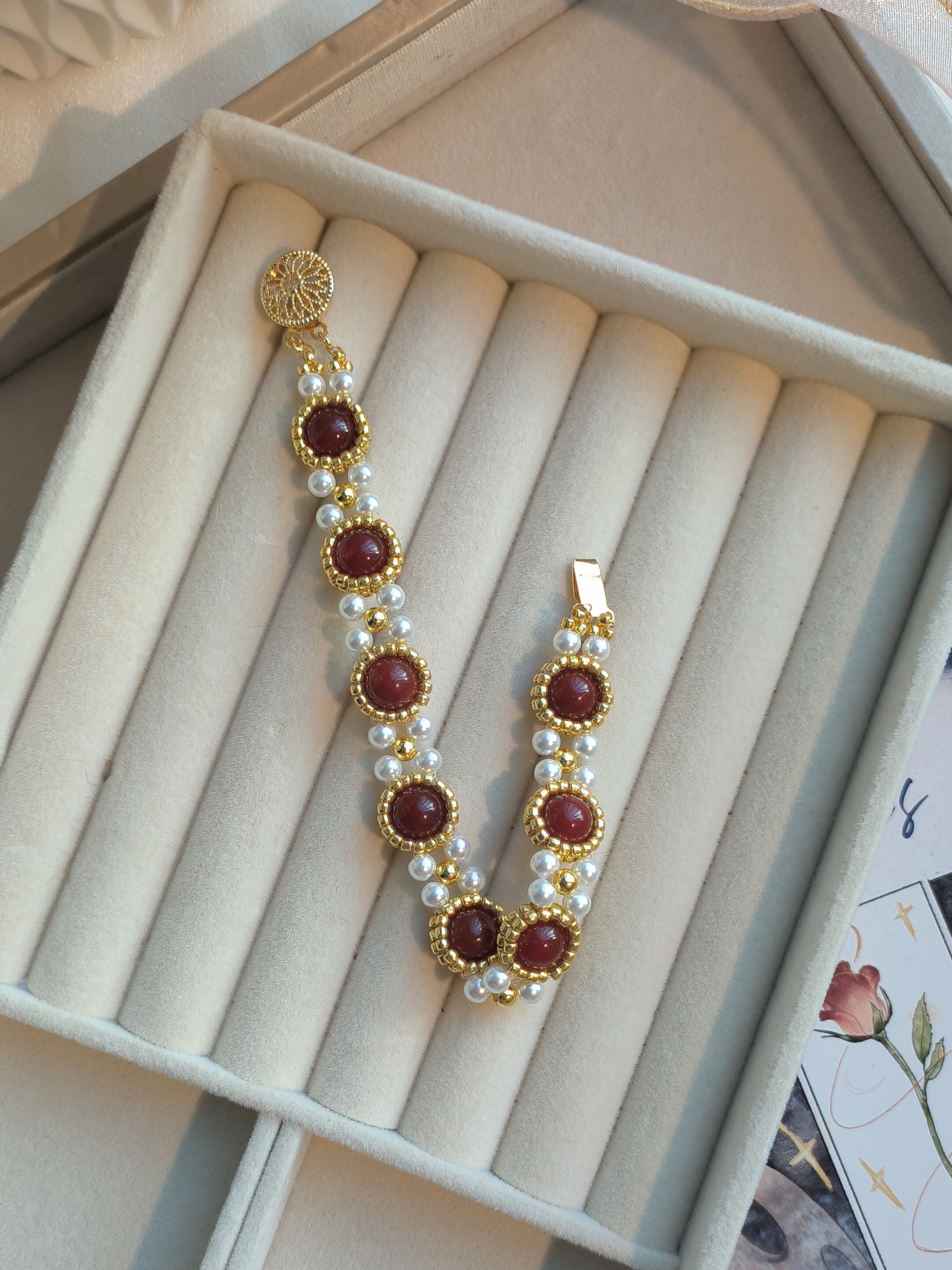 本命新年红手链高级感精致珍珠玛瑙女新中式小众设计个性气质手链