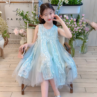 女童连衣裙2026年新款夏装洋气时髦中大童韩版甜美纱裙公主连衣裙