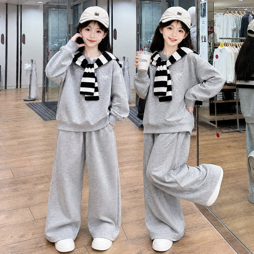 女童秋装套装2026新款儿童洋气时髦卫衣中大童韩版百搭休闲两件套