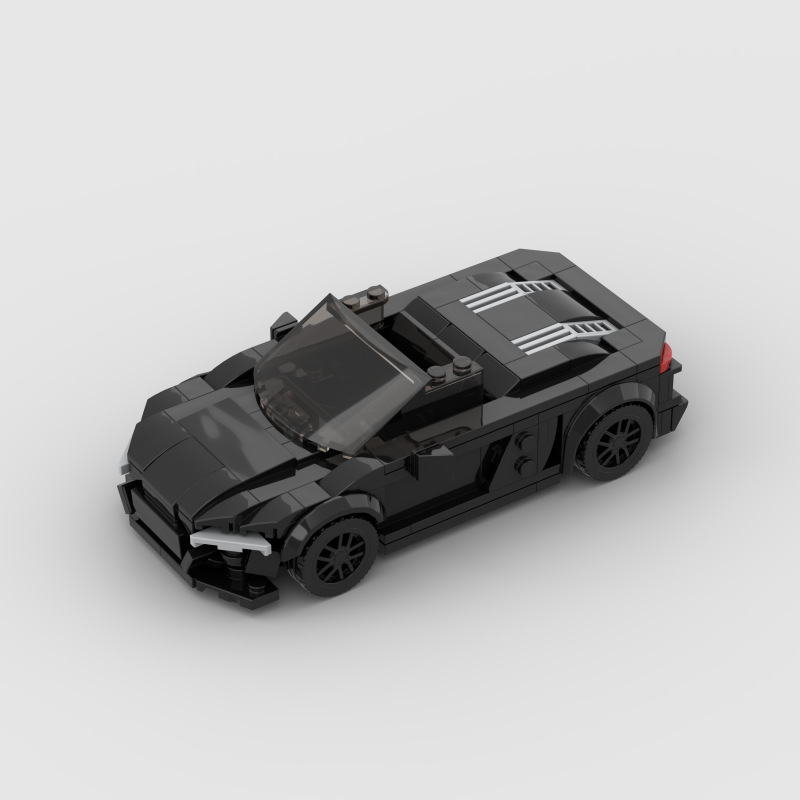 赛车儿童玩具兼容moc跑车奥迪R8spyder黑积木D010002