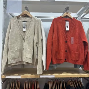 外套2025秋冬新款 软糯毛衣毛衫 478339 舒芙蕾V领针织短开衫 女装