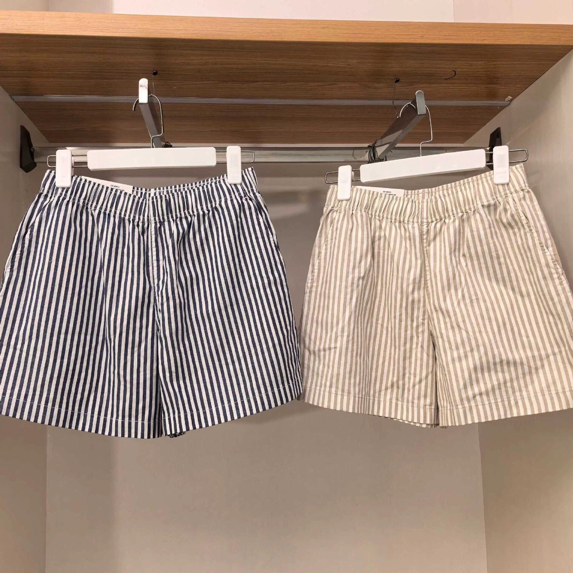 日系男装女装情侣短裤高腰松紧腰条纹拼色百搭短裤女新款女483913