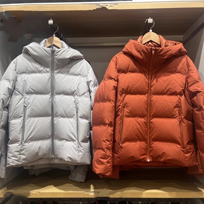 日单男装冬季无缝羽绒服压胶加厚白鸭绒保暖休闲连帽外套459624