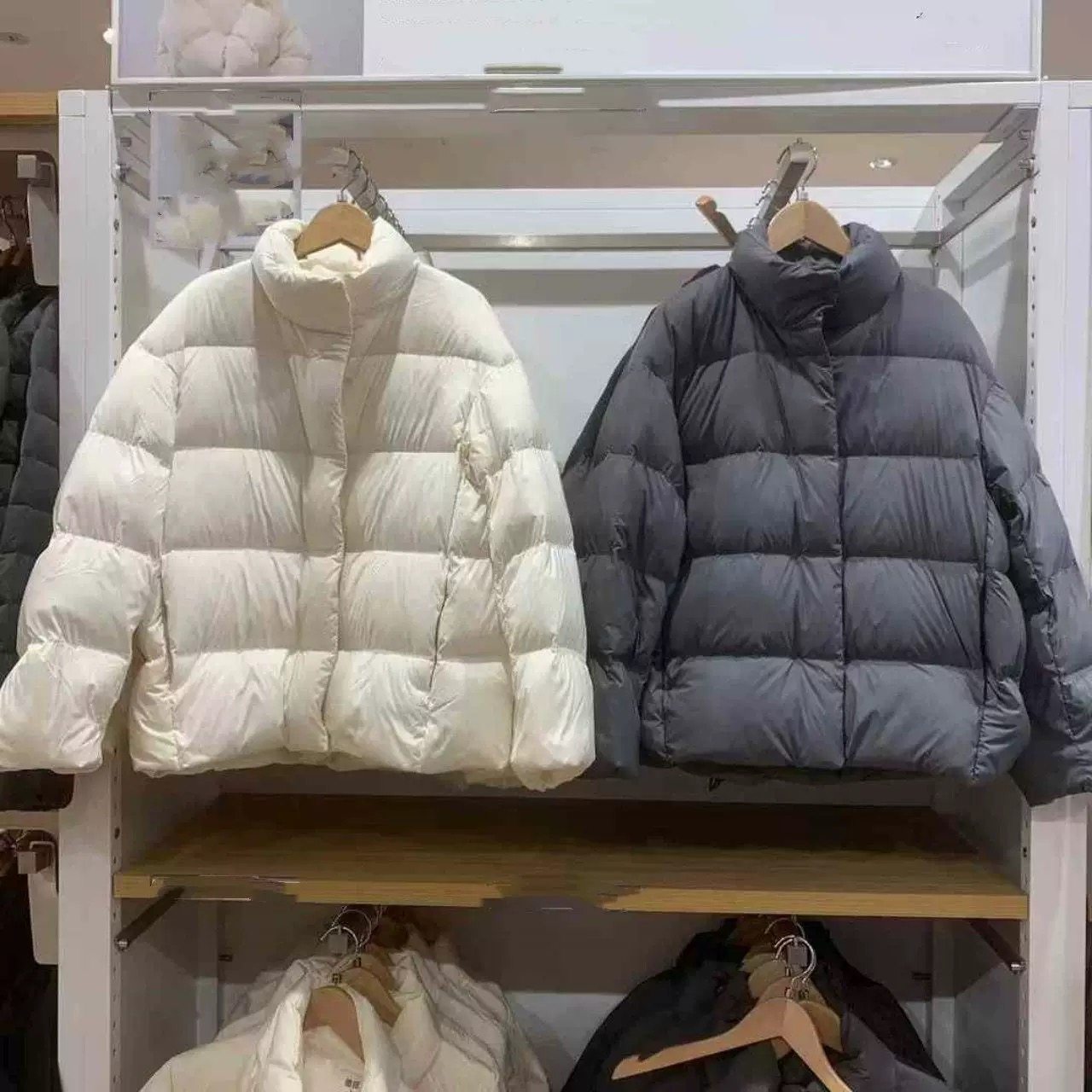 日单女装羽绒茄克科技保暖外套云感羽绒服宽松立领蓬松夹克469901