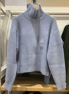 日单秋款女装舒芙蕾拉链针织毛衣立领开衫毛衫外套上衣外套480490