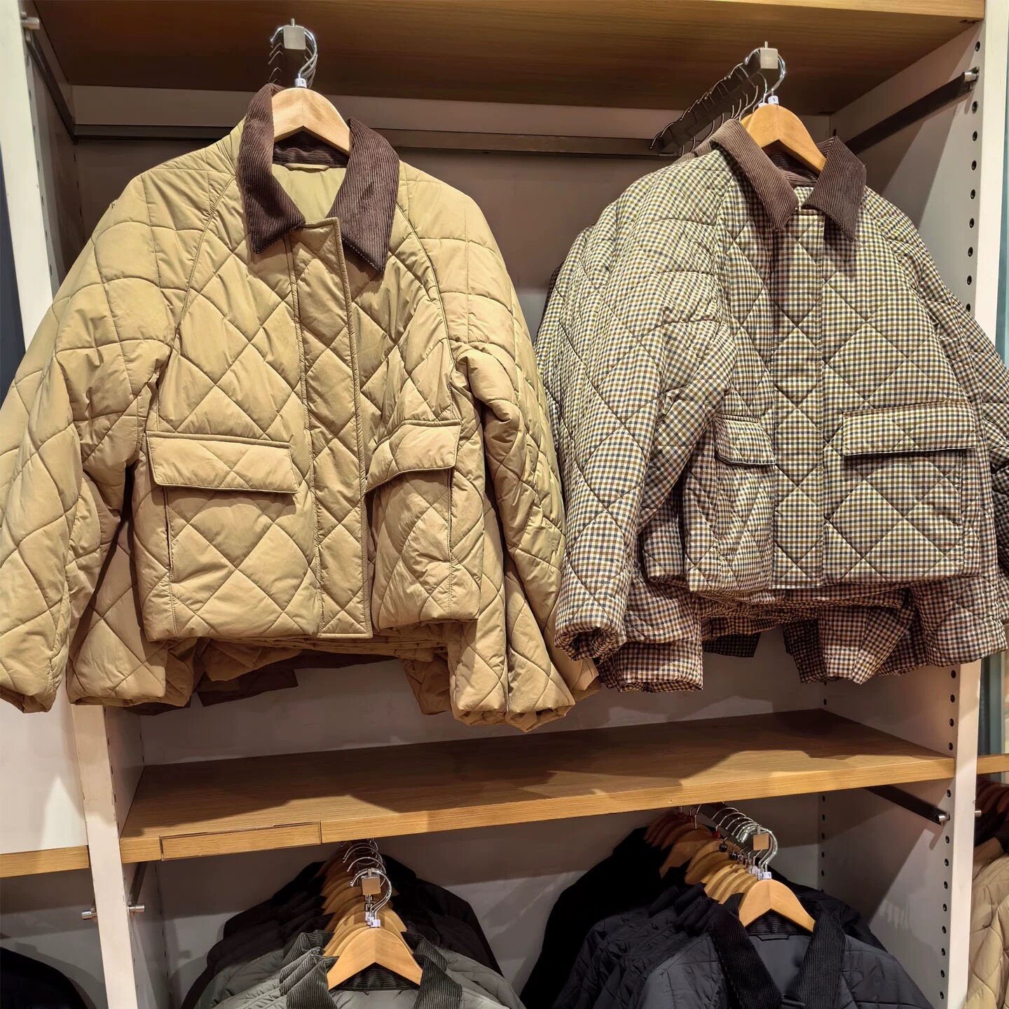 日单棉服休闲短茄克/格纹女装外套26秋冬保暖上衣489026/487518
