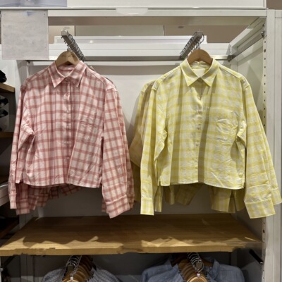 春秋新款女装新款牛津纺箱型衬衫格纹长袖衬衣格子外套上衣484929