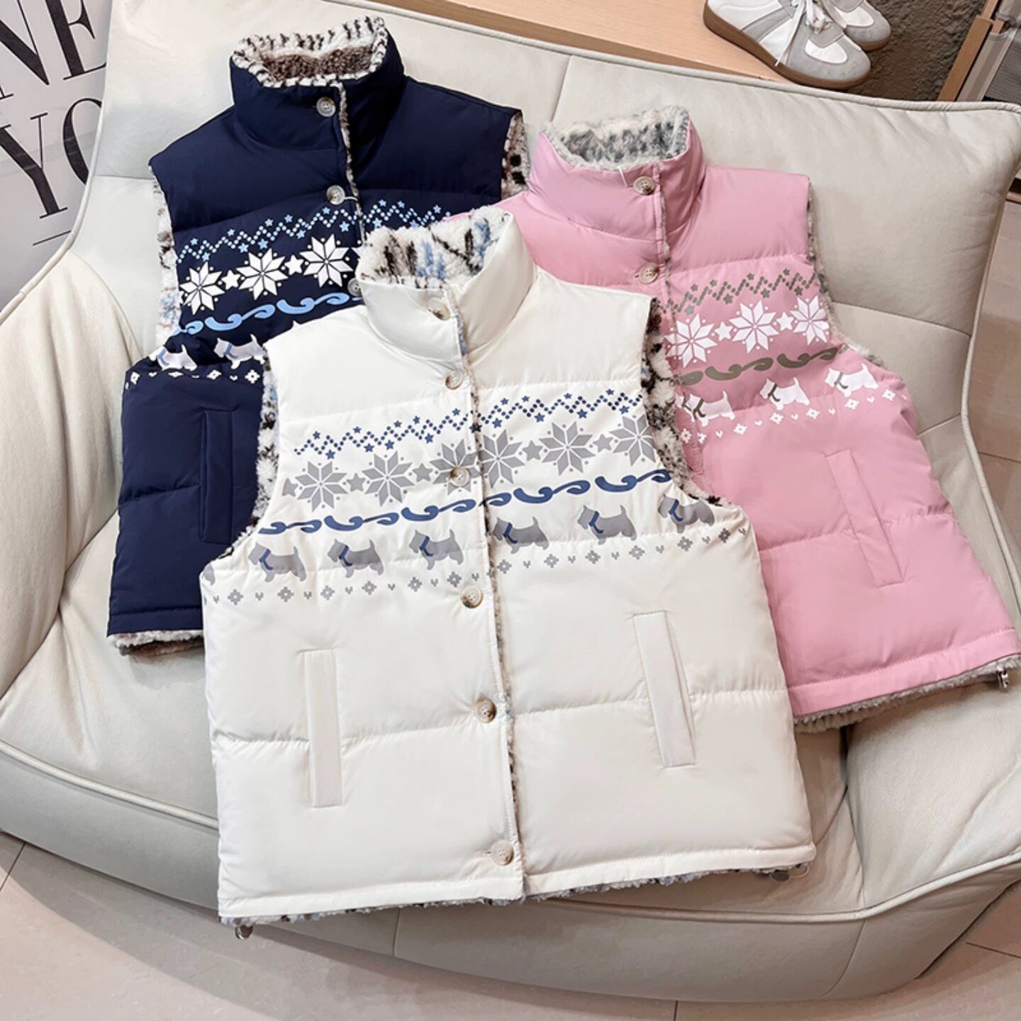 大厂订单！费尔岛双面穿羊羔毛马甲加厚保暖背心摇粒绒棉服外套女