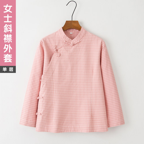 女中国风斜襟长袖圆领休闲风上衣