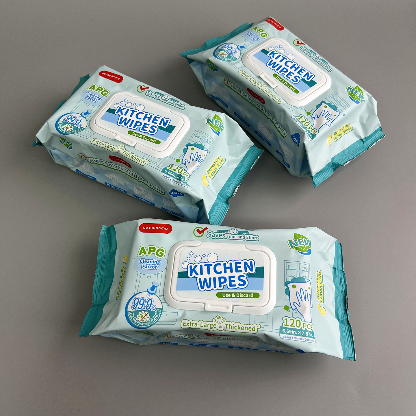 升级柠檬香！加大包！家用去油污除菌懒人清洁专用厨房湿巾120抽