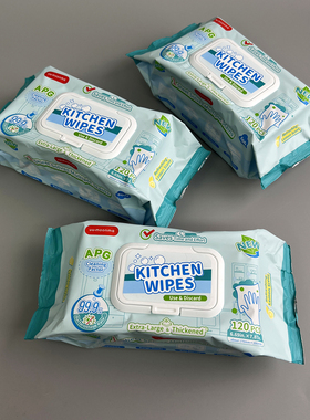 升级柠檬香！加大包！家用去油污除菌懒人清洁专用厨房湿巾120抽
