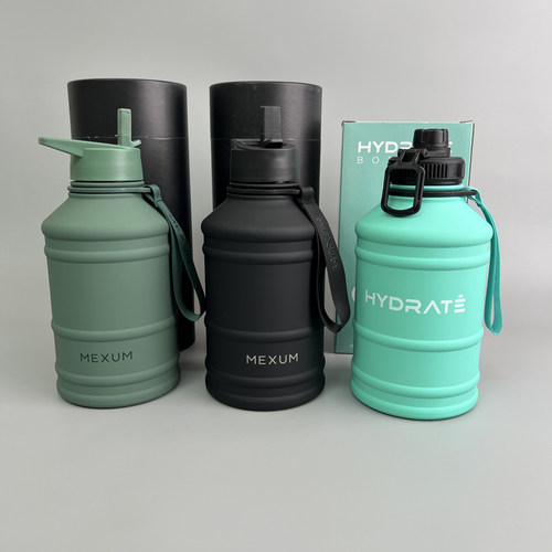 出口单！超大容量2.2L！便携式户外健身水壶水桶运动不锈钢吨吨桶