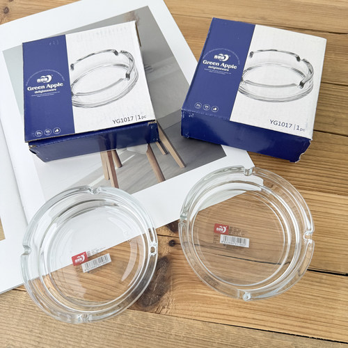 老牌国货！钠钙玻璃！家用简约商用茶几透明加厚圆形玻璃烟灰缸