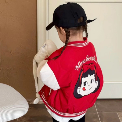 女童外套秋冬款夹板加厚棒球服