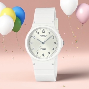 橙色静音防水学生手表小黑表指针式 24B 新款 卡西欧CASIO