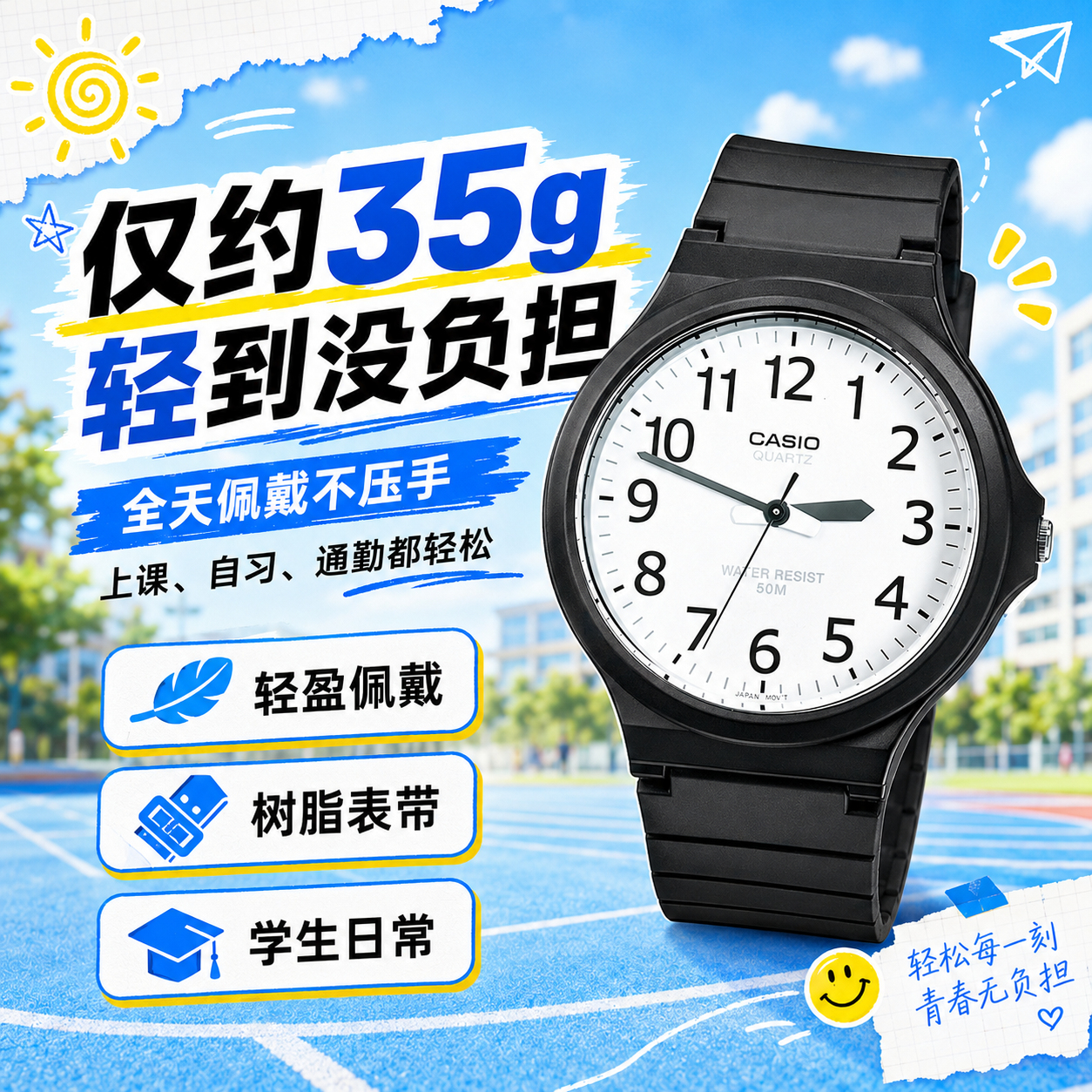 日本CASIO卡西欧手表男女经典简洁情侣大表盘MW-240-1B/7B/4B/1E