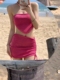 网红性感抹胸泳衣女小胸聚拢围裙比基尼三件套沙滩度假泡温泉泳衣