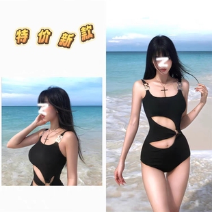 2025新款 连体泳衣女显瘦纯欲高级感海边度假休闲性感游泳衣女