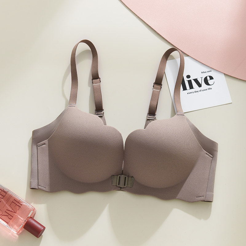 U型美背前扣内衣女小胸聚拢显大加厚收副乳防下垂无痕性感文胸罩