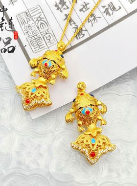 越南沙金不掉色古法珐琅彩花丝