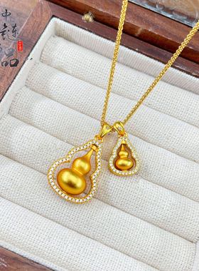 铜镀金叠戴双葫芦项链批发